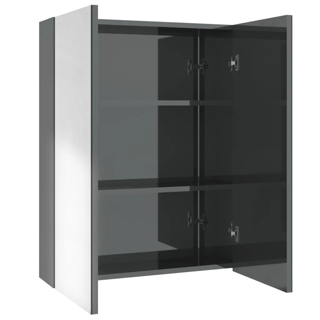 Armoire de toilette pour petite salle de bain 60x15 cm gris brillant MDF