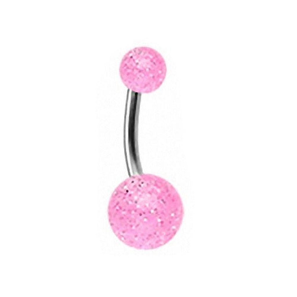 Taffstyle Bauchnabelpiercing Bauchnabelpiercing Stecker Titan UV Ultra Glitter, Rosa