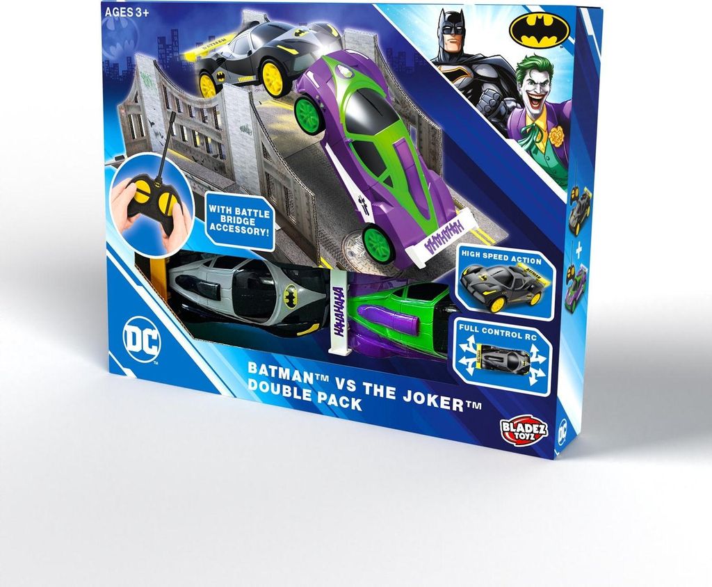 Funkgesteuertes Auto-Set, 2-teilig, Maßstab 1:28, Batman vs. Joker