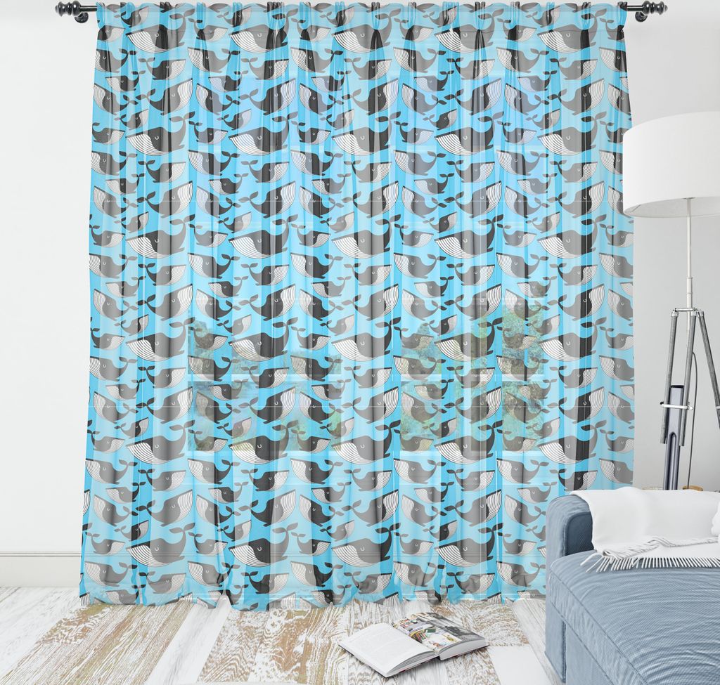 ABAKUHAUS Tier Wandteppich, Niedliche Cartoon-Illustration der Wale Unterwasser Creature Continuous, Wohnzimmer Schlafzimmer seidiges Satin Wandtuc...