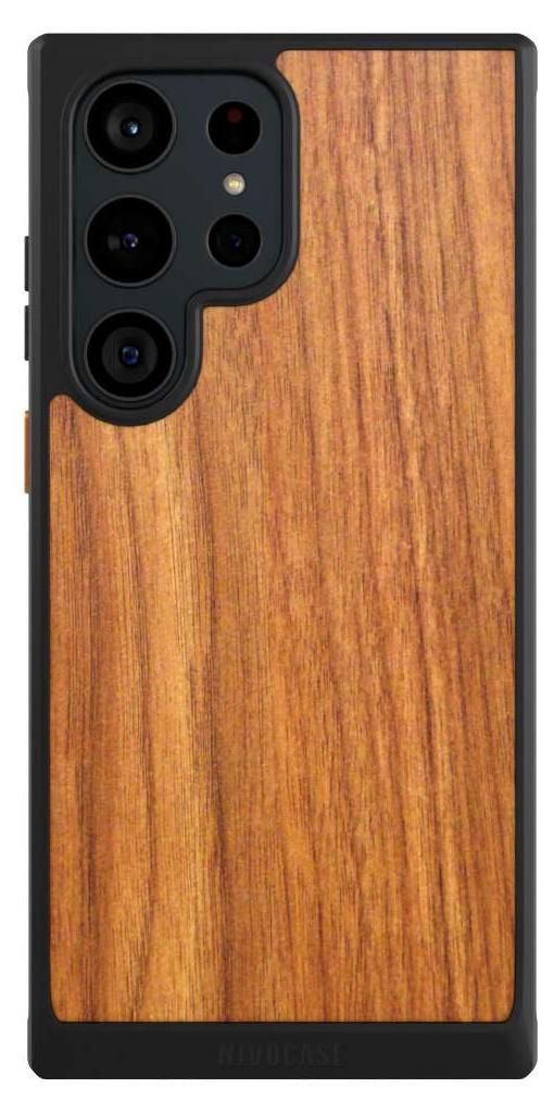 NIVOCASE Hülle für Samsung Galaxy S23 Ultra Handyhülle NIVOcore Case Schwarz Holz Holzoptik Lärche