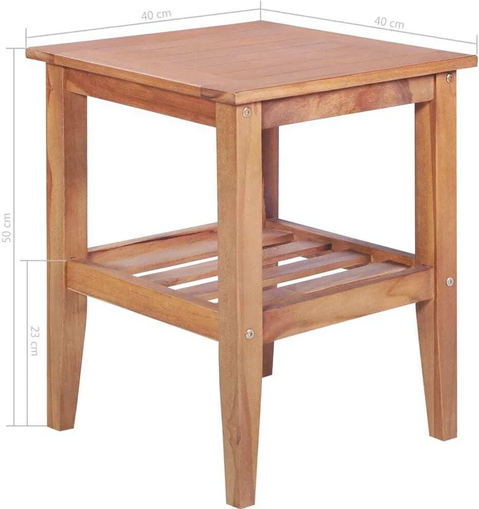Tavolino Quadrato 40x40x50 cm Teak Massiccio | The Living Store Online - 6