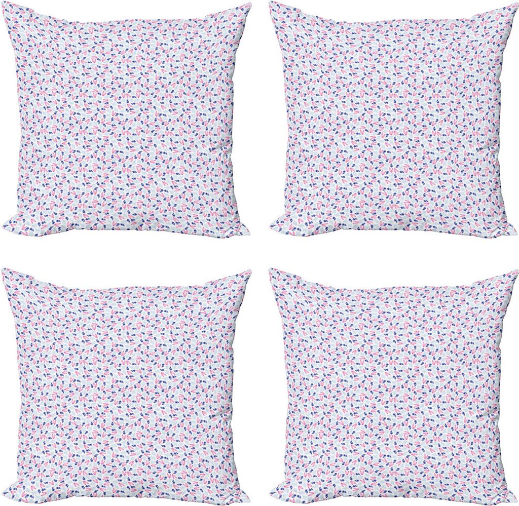 ABAKUHAUS Botanisch Kissenbezug Set (4 Stück), Creative-Blatt und Petal, Moderner Doppelseitiger Digitaldruck, 50 cm x 50 cm, Persisch Blau Baby Blue