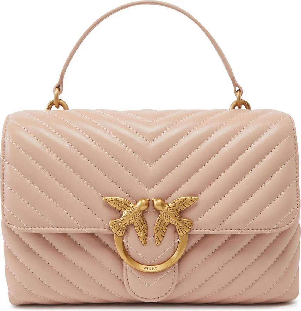 Sac Pinko Love Lady Puff Classic Cipria Rose avec Boucle Antique Gold
