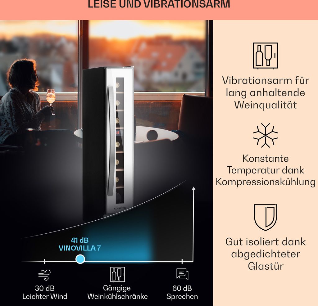 Klarstein Weinkühlschrank, 1 Zonen Getränkekühlschrank, Produktbild 4
