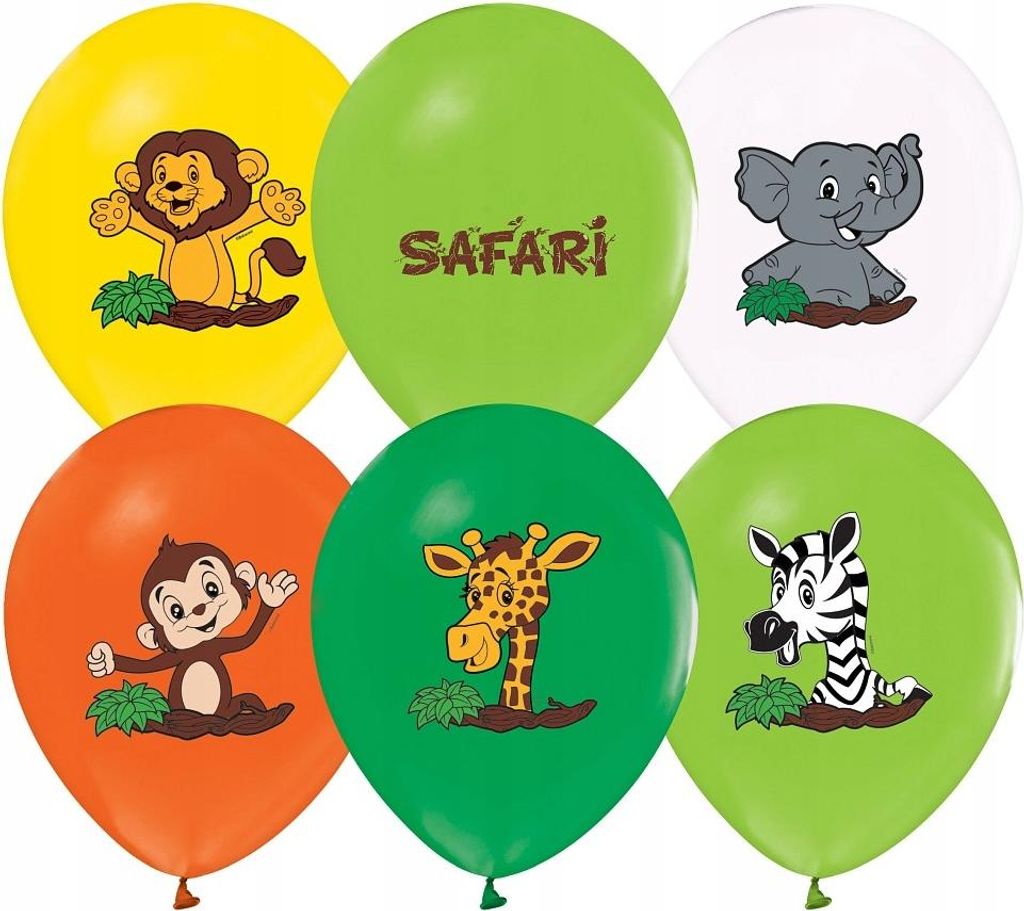 Safari Ballons 30 cm verschiedene Farben 5 Stück Produktbild 