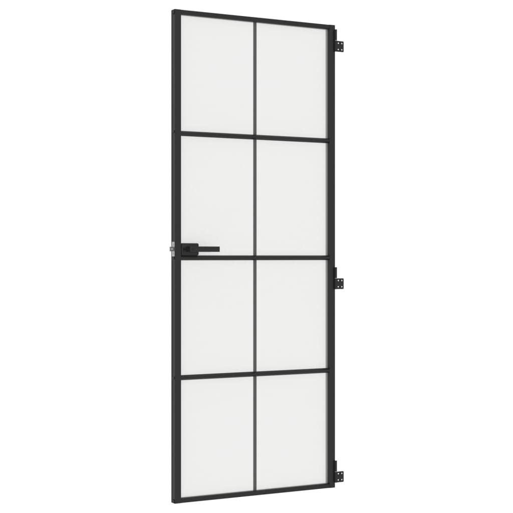 vidaXL Drzwi wewnętrzne slim czarne 76x201,5 cm szkło Zdjęcie produktu 