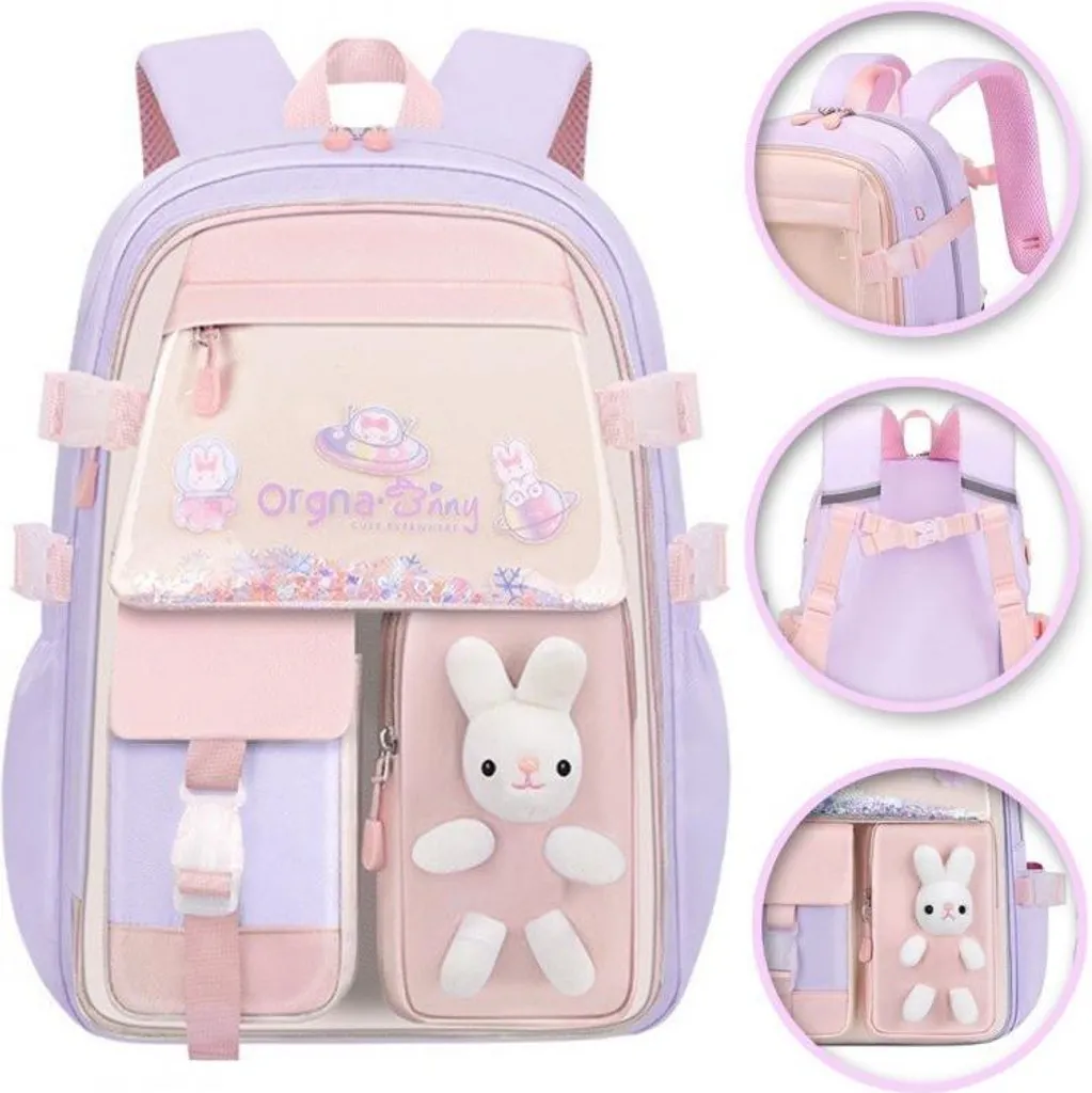 RABBIT simpatico zaino scuola tasche universali, catarifrangenti PL163FIO - 5