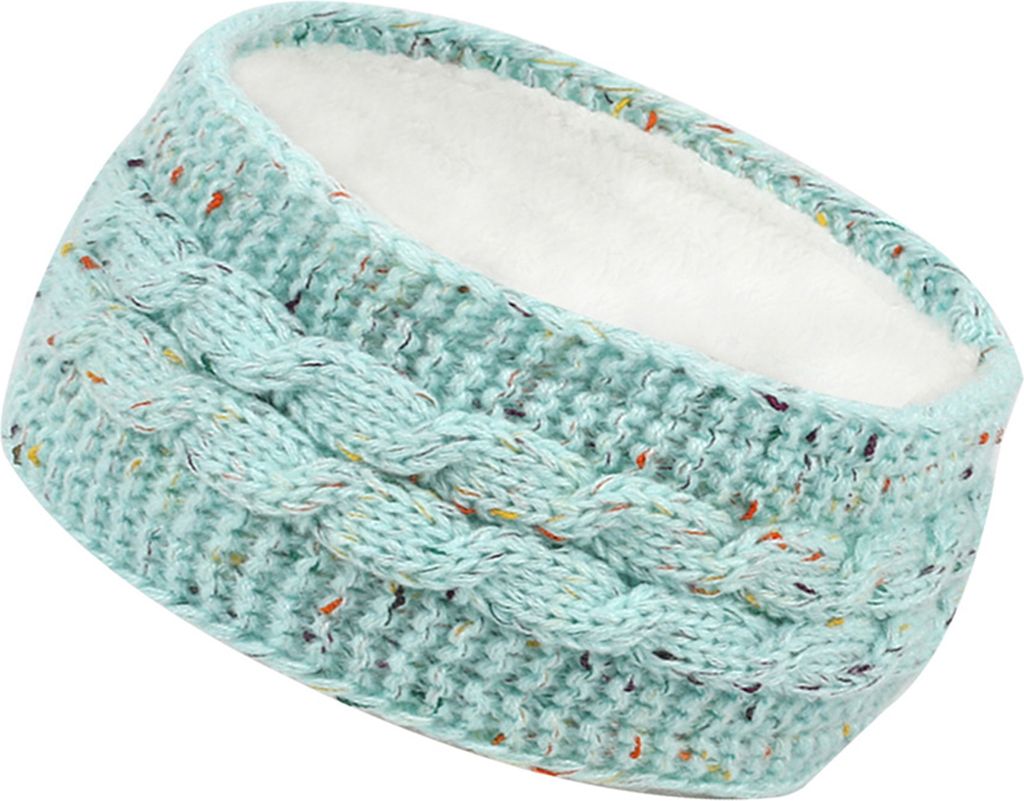 Winter-Stirnband für Damen, flauschiges Fleece-gefüttertes Ohrenwärmer, Zopfmuster, dickes, warmes Häkel-Stirnband, einfarbig, Strick-Haarband