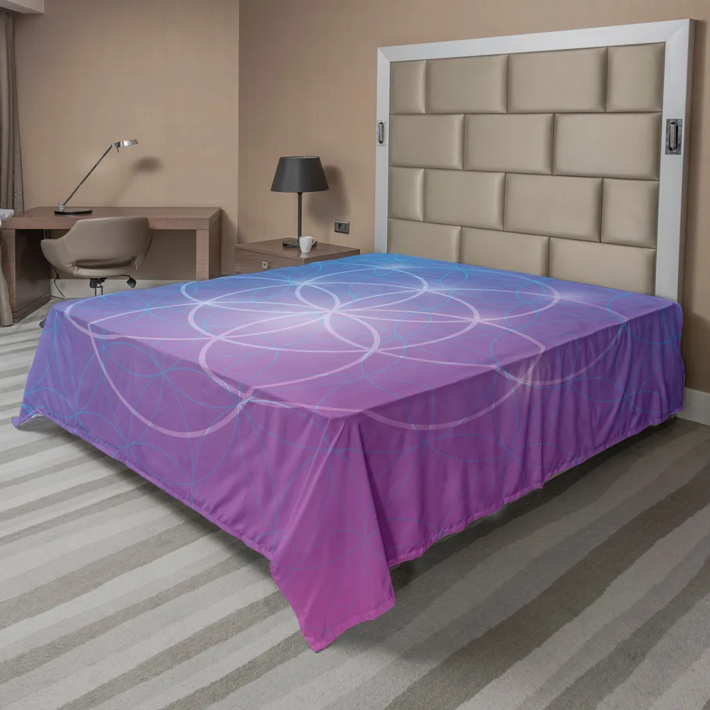 Lenzuolo Geometrico Blu e Viola 260x228 - ABAKUHAUS Home Decor