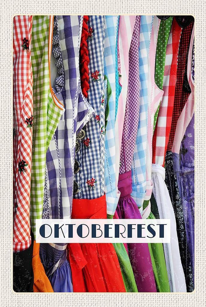 vianmo Holzschild 18x12 cm München Otoberfest Dirndl rot tanzen