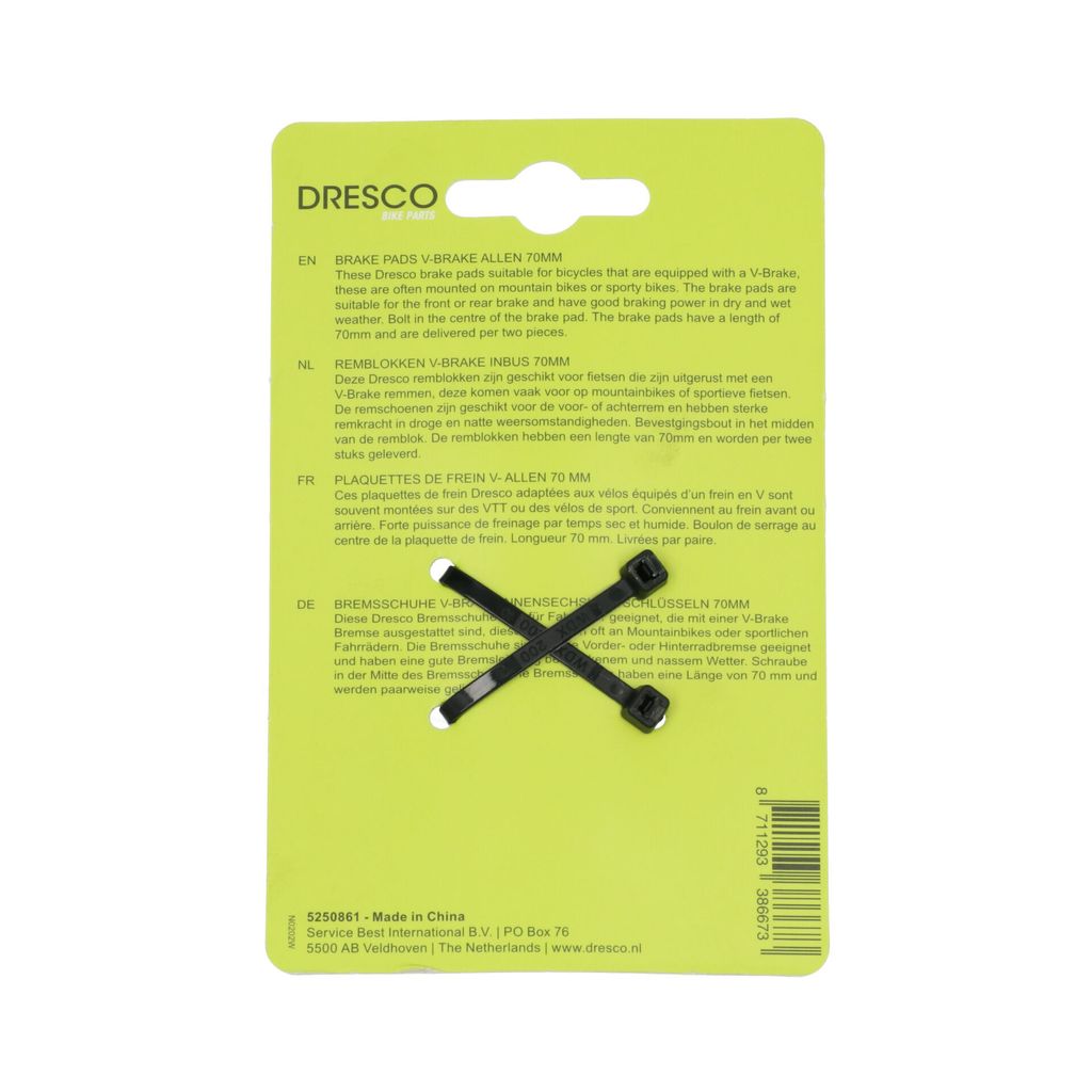 Dresco Bremsbeläge V-Brake Innensechskant 70mm