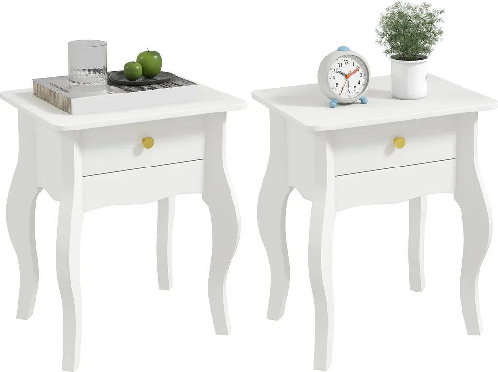 Lot de 2 tables d'appoint blanches 45x35x55 cm bout de canapé design
