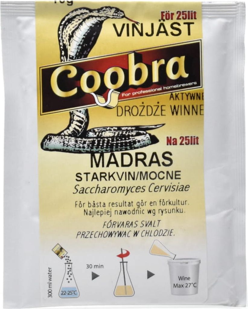 Aktive Weinhefe COOBRA MADRAS 10g, Wein Hefe, Hefe für Wein