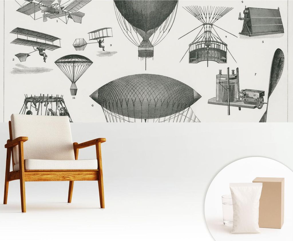Fototapete - 250x104 cm - Tapete - Wandtapete - Wandbilder - Dekofolie - Tapete Folie - Wand - Dekoration - Wohnzimmer - Geschichte der Luftfahrt
