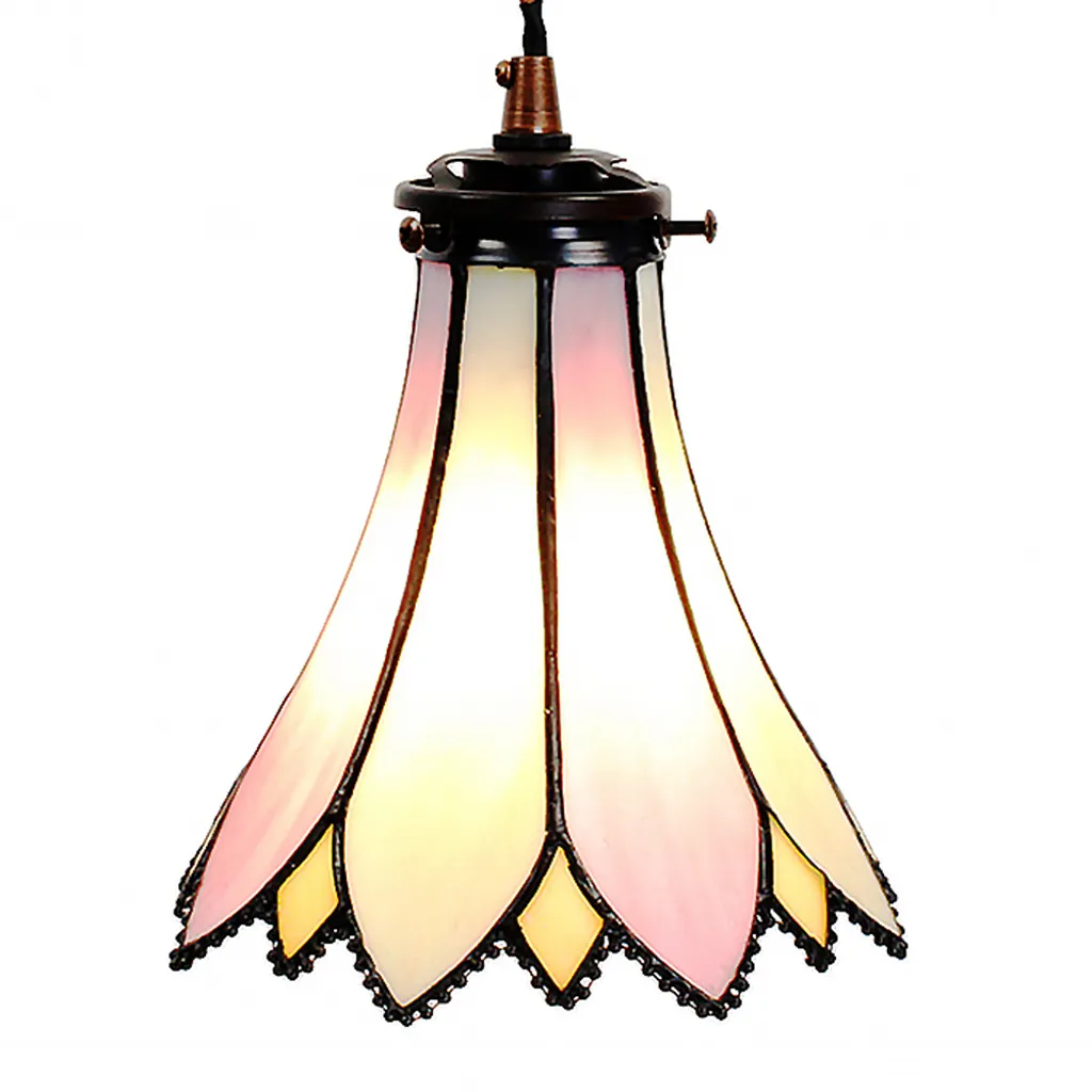 Lampada Sospensione Tiffany Ø 15x115 cm Rosa Beige | Clayre & Eef