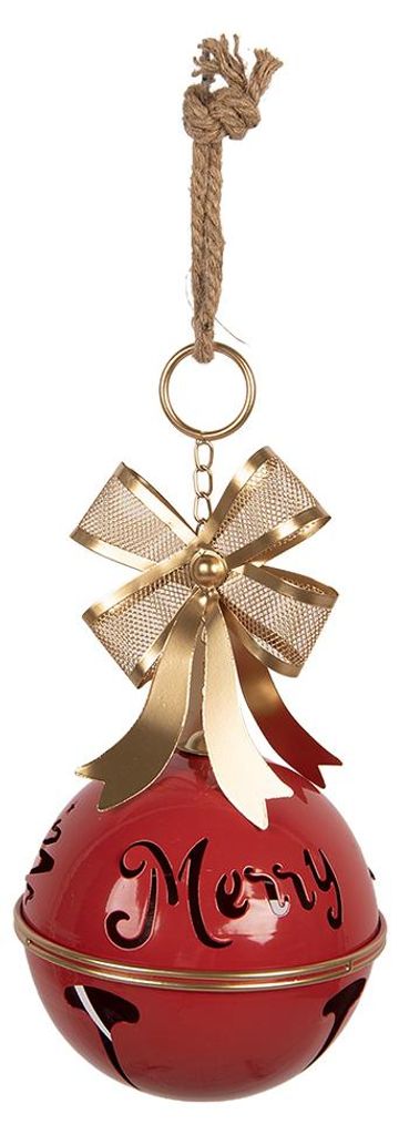 Clayre & Eef Weihnachtsdekorationsfigur Klingel Ø 18x38 cm Rot Metall