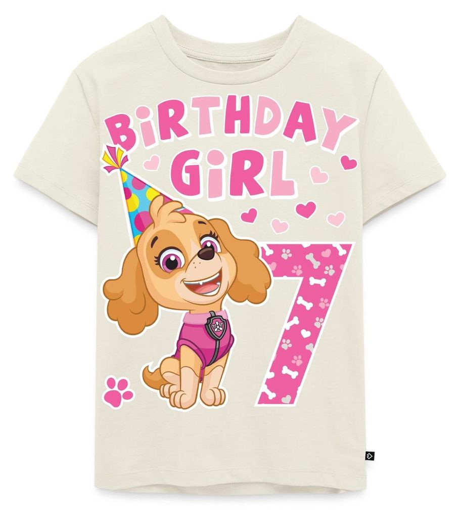 Spreadshirt Paw Patrol Geschenk 7 Jahre Alt 7. Geburtstag Skye Kinder Premium T-Shirt, 98/104 (2 Jahre), Naturweiß