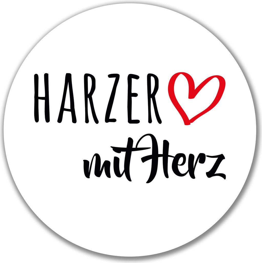 Huuraa Aufkleber Harzer mit Herz 10cm rund Sticker Geschenkidee