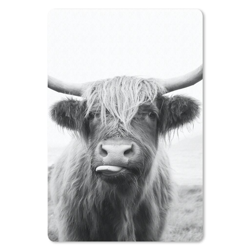 MuchoWow Mauspad Mousepad Tiere - Schottischer Highlander - Kuh - Schwarz - Weiß 40x60 cm - Mousepads - Maus Mat - Pad - Mausunterlage - Schreib...
