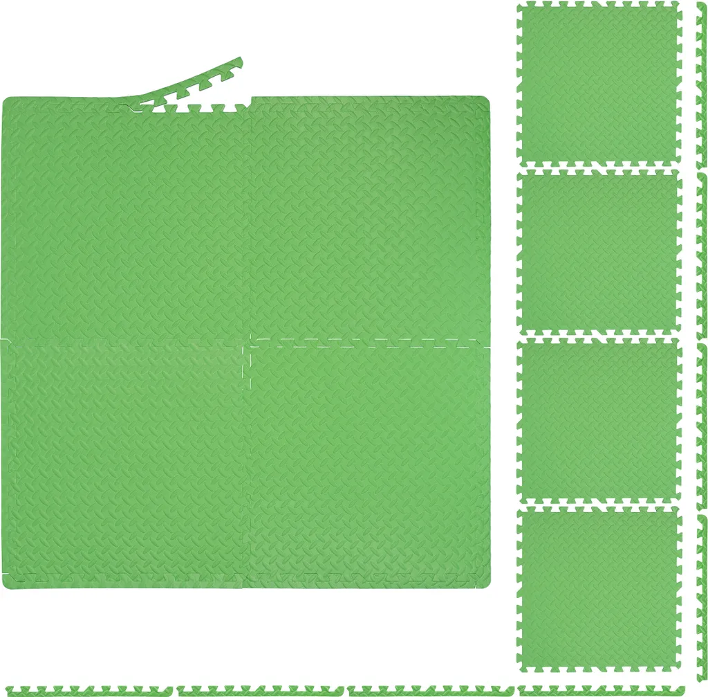 Tapis de sol vert anti-choc et antibruit 24 dalles pour protéger vos sols