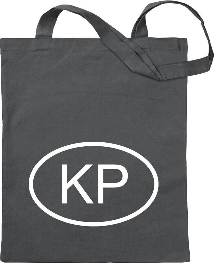 Kiwistar - Baumwolltasche - stahlgrau - Nordkorea KP - Tragetasche Stoffbeutel Umhängetasche Langer Henkel