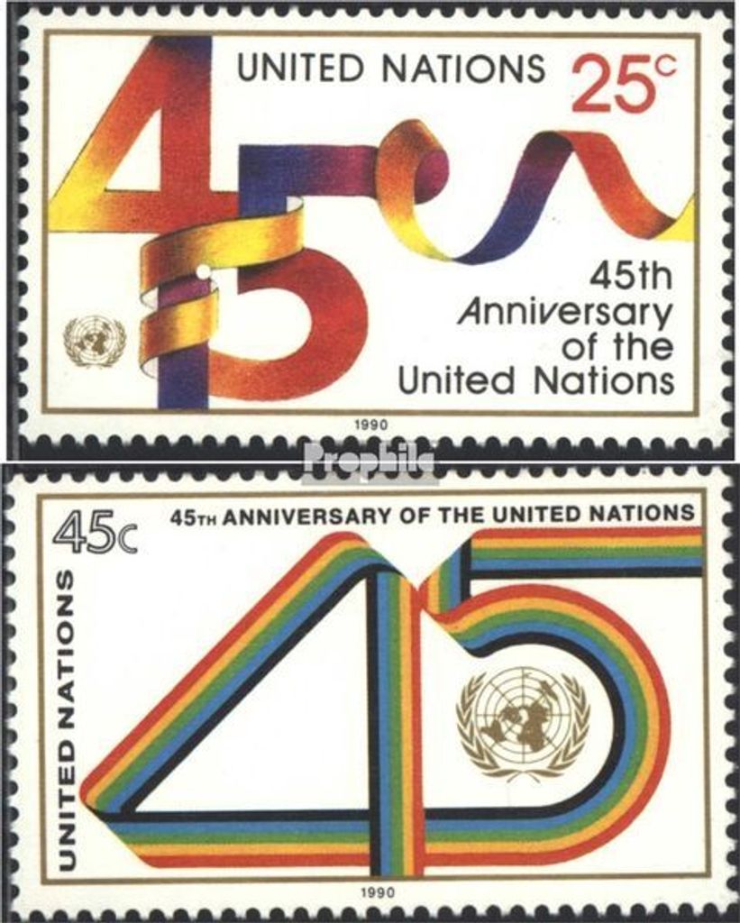 Briefmarken UNO - New York 1990 Mi 602-603 (kompl.Ausg.) FDC 45 Jahre UNO
