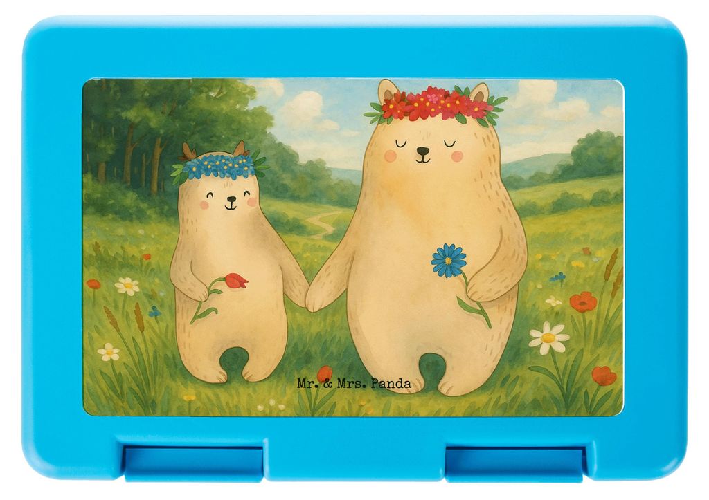Mr. & Mrs. Panda Bento Box Bären mit Blumenkranz Design - Weiß - Geschenk, Frühstücksbox, Family, Vesperbox, Freundinnen, Lunchbox, Bentobox, K...