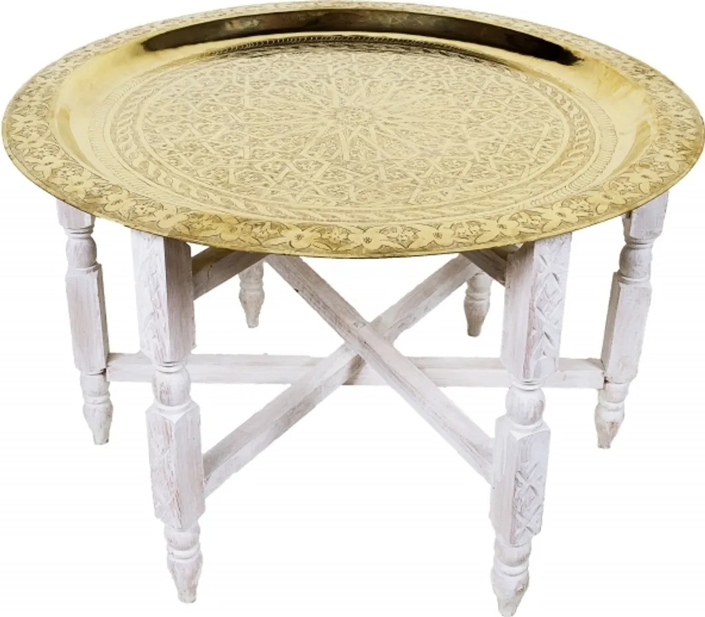 Piétement de table basse en bois blanc pour plateau circulaire 80 cm - 2