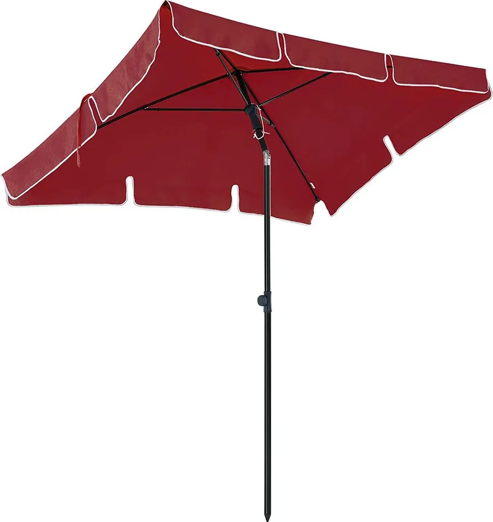 Parasol rectangulaire 200x125 rouge avec protection UV renforcée