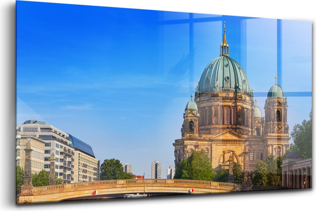 120x60 - Wandmalerei auf Glas- Wanddekoration aus Glas - Dom im Zentrum von Berlin