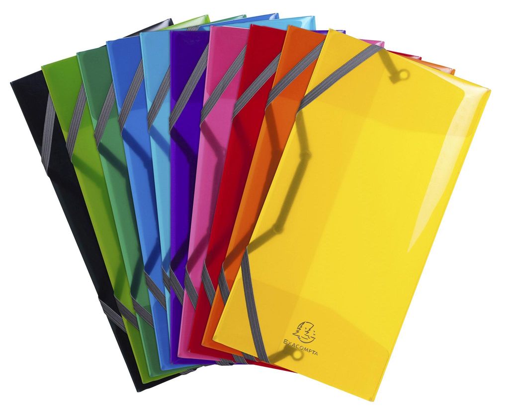 Exacompta 55770E Sammelmappe Iderama PP 500μ Gummizug 23,5x12cm sortierte Farben