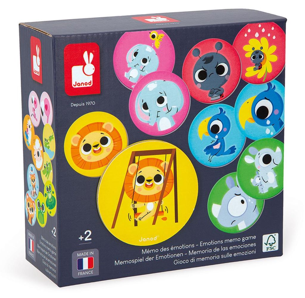 Janod Spiel - Memory Emotionen - Lernspiel für Kinder ab 2 Jahren