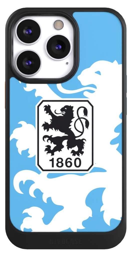 NIVOCASE Hülle für Apple iPhone 13 Pro Handyhülle NIVOcore Case Schwarz Offizielles Lizenzprodukt TSV 1860 München Wappen