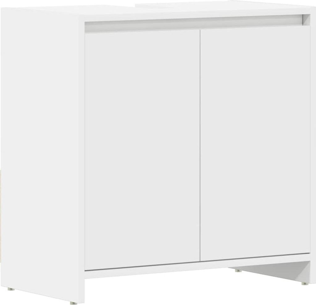 A white cabinet with two doors.