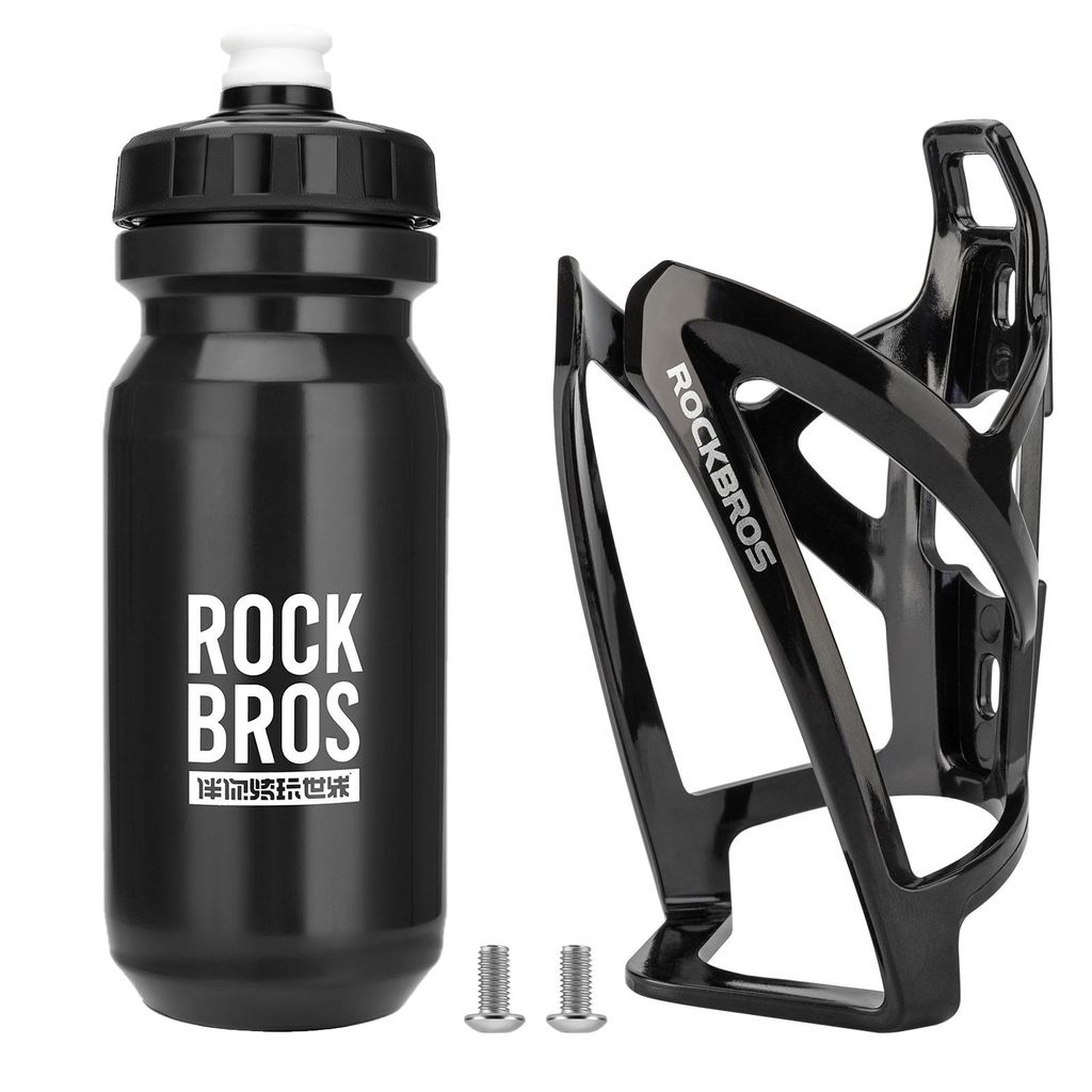 ROCKBROS Fahrrad Flaschenhalter PC Schwarz mit Trinkflasche Produktbild 