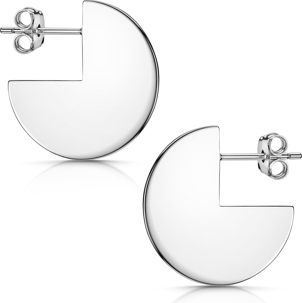 MATERIA Runde Ohrstecker Platte flach - 925 Silber Damen Ohrringe rhodiniert in Geschenk-Box SO-454-Silber