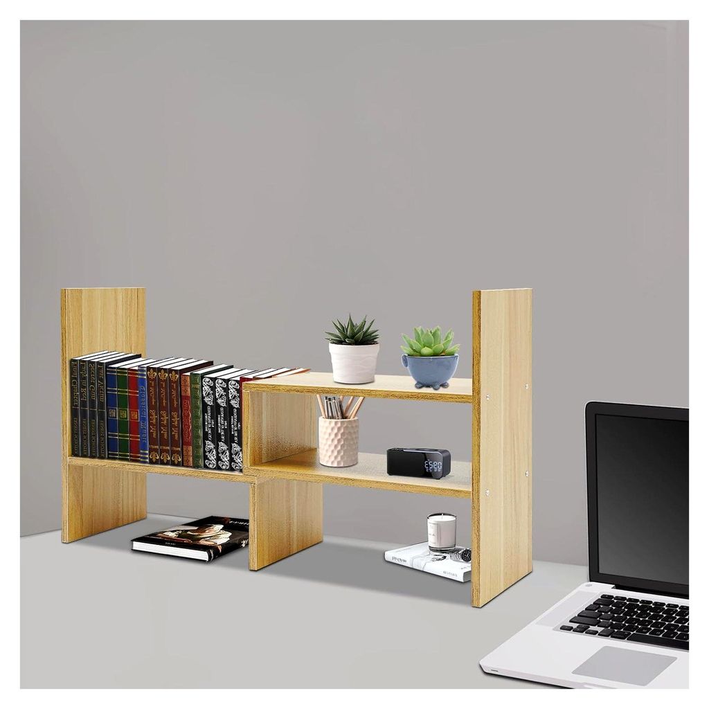Schreibtischregal aus MDF mit zwei Aufsatzregalen, zur Organisation von Büromaterial, 60 × 17 × 35 cm