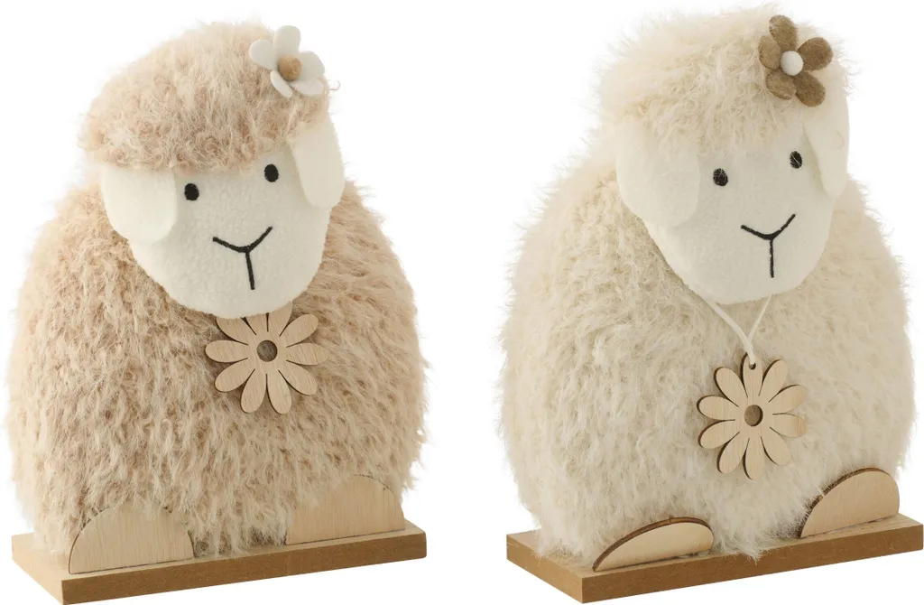 Mouton Décoratif J-Line Blanc Beige : Déco Douce pour Chambre et Salon
