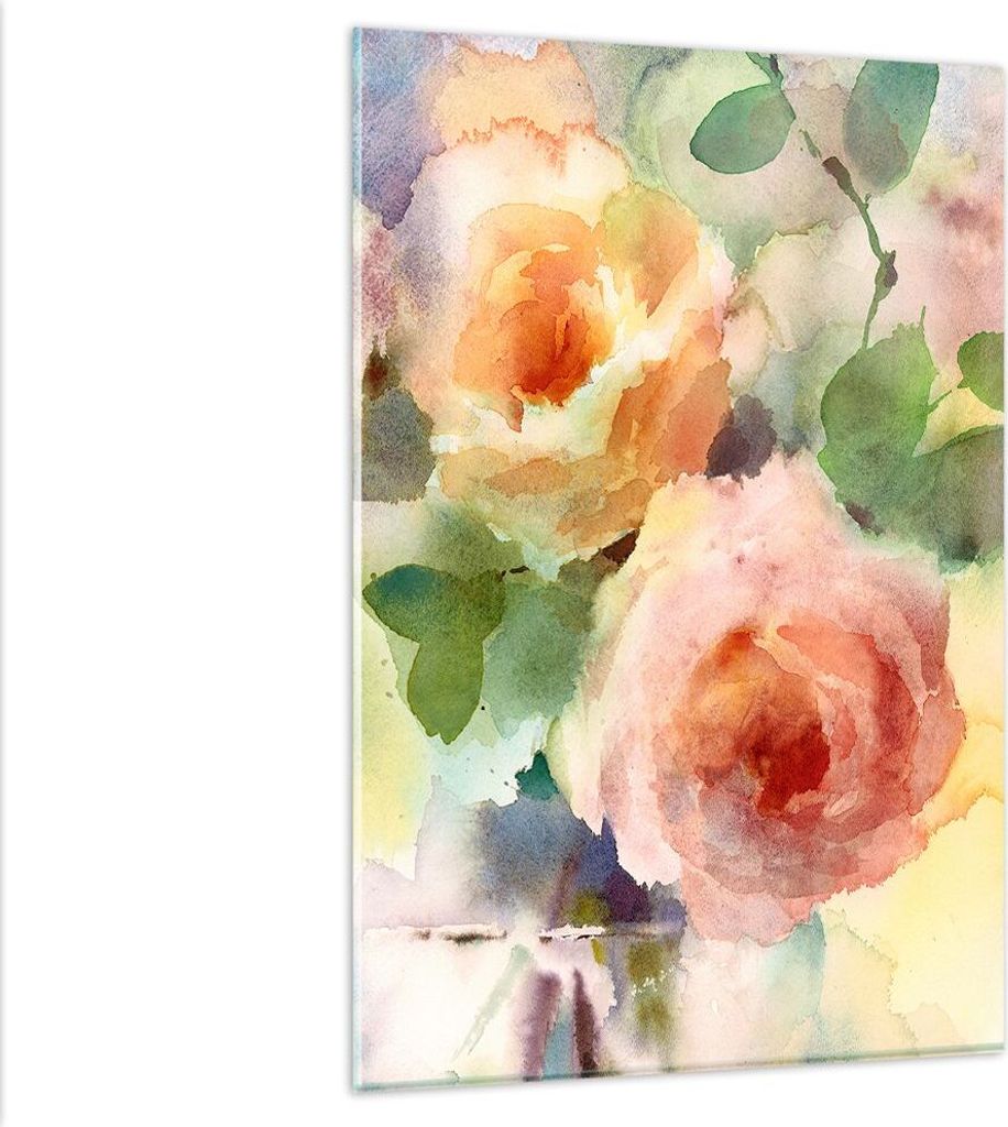 Bilder auf glas - Einteilig - Rose Blume Garten - 80x120cm - Glasbilder - Wandbilder - Bilder - zum Aufhängen bereit - Wanddekoration aus Glas - G...