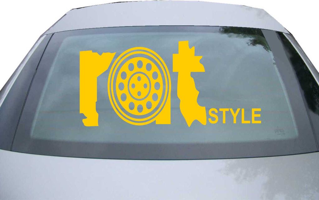 Indigos UG - Aufkleber Heckscheibe & Motorklappe DE6059 - gold - 600x285 mm - Rat style - Auto Scheiben Fenster Heckklappe Tuning Racing JDM - Die cut