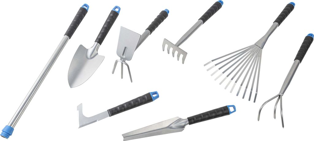 HI 8-tlg. Gartenwerkzeug-Set Silbern Metall Produktbild 