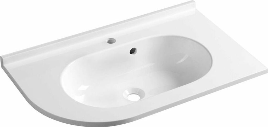 Sapho Pulse - Eckwaschtisch 750x450 mm, mit Überlauf, Hahnloch, rechts, weiß BM658