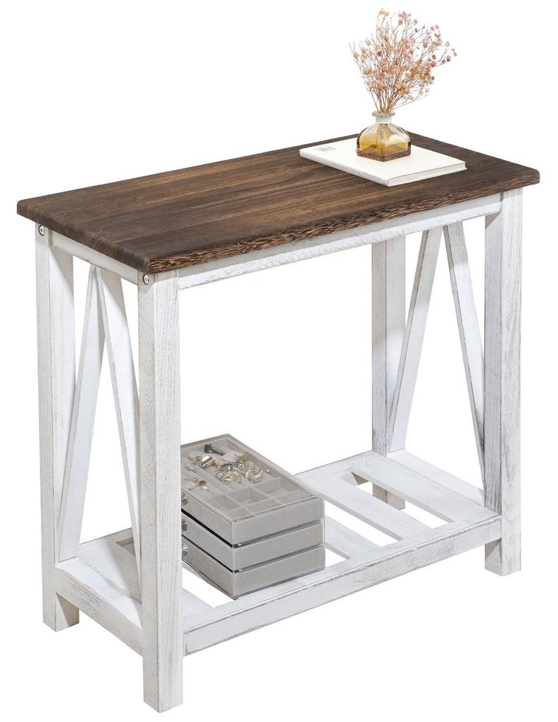 Omgoods - Houten Farmhouse Bijzettafel met Opbergruimte Productafbeelding 