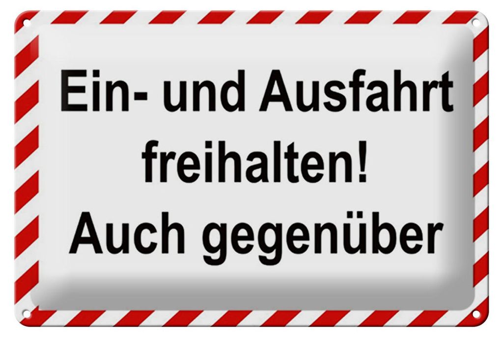Blechschild Hinweis Ein- Ausfahrt freihalten, 30x20 cm, Produktbild 