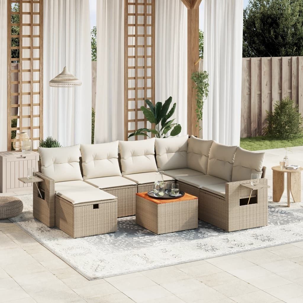 Maison Exclusive - 8-tlg. Garten-Sofagarnitur mit Kissen Beige Poly Rattan