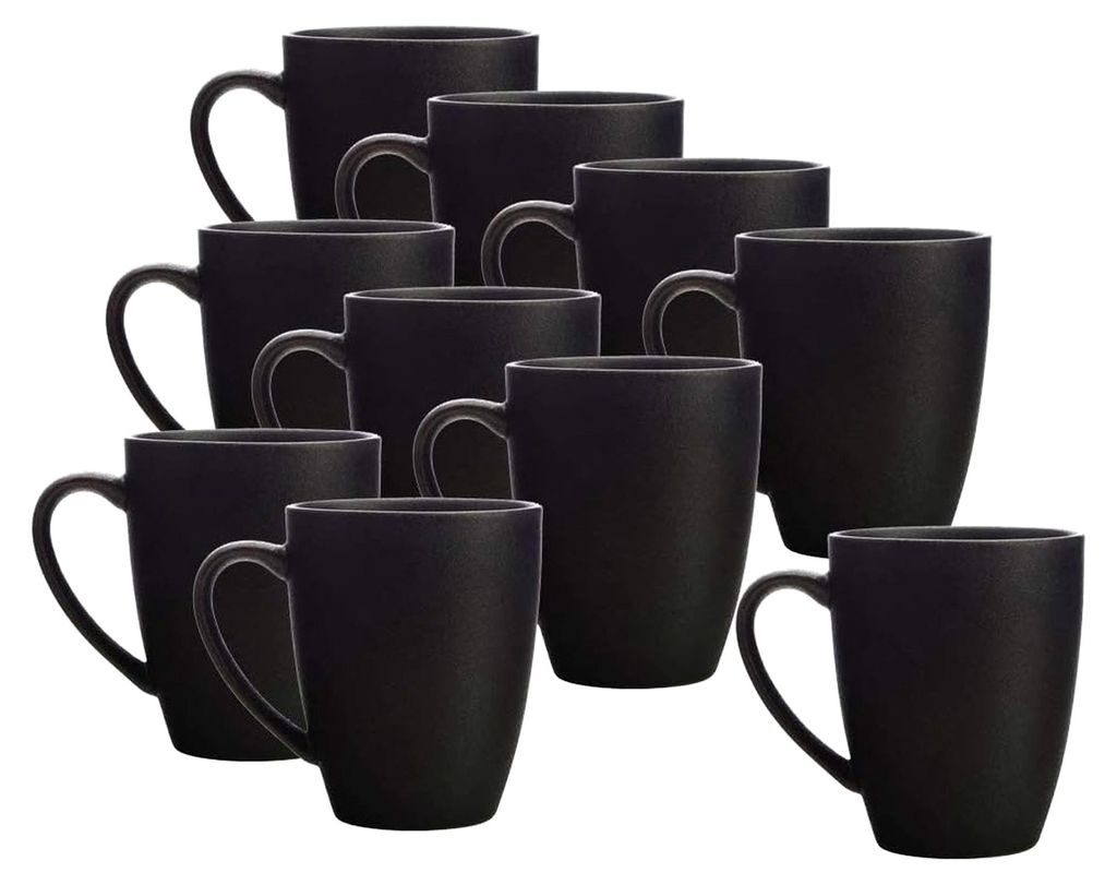 Caviar Black Becher, Tasse, Kaffeetasse, Premium-Keramik, Schwarz, 400 ml, AX0353, 10er Set