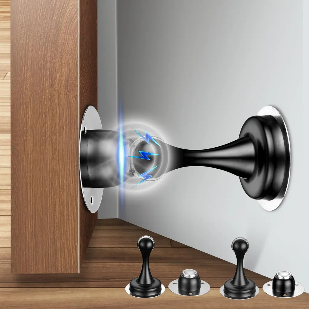 Butée de porte magnétique noire en acier inoxydable avec adhésif 3M