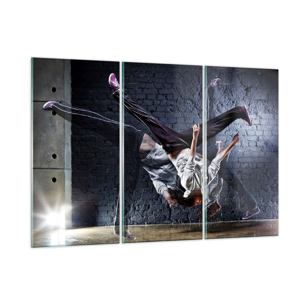 Bilder auf glas - Tänzer Mode Flip Mädchen - 165x110cm - Glasbilder - Wandbilder - Kunstdruck - zum Aufhängen bereit - Wanddekoration aus Glas -...