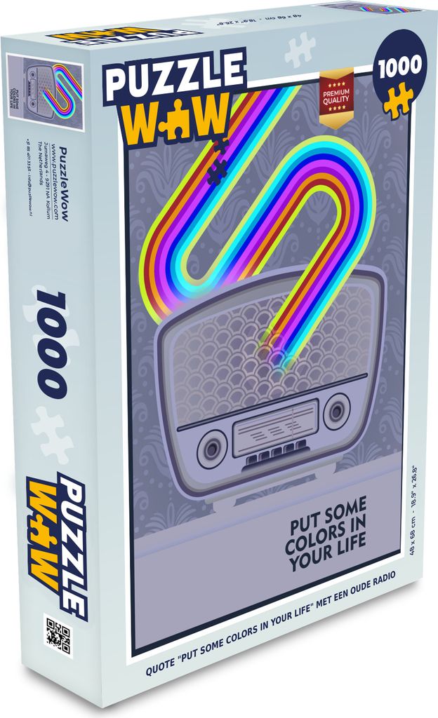 MuchoWow Puzzle 1000 Teile Radio - Regenbogen - Vintage - Musik - Bring Farbe in dein Leben - Zitate - Spielzeug - Alt und Jung - Spiele - Puzzeln